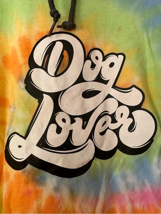 Dog Lover Tie Dye Hooded Long Sleeve T-Shirt, Large - Picture 3 of 4